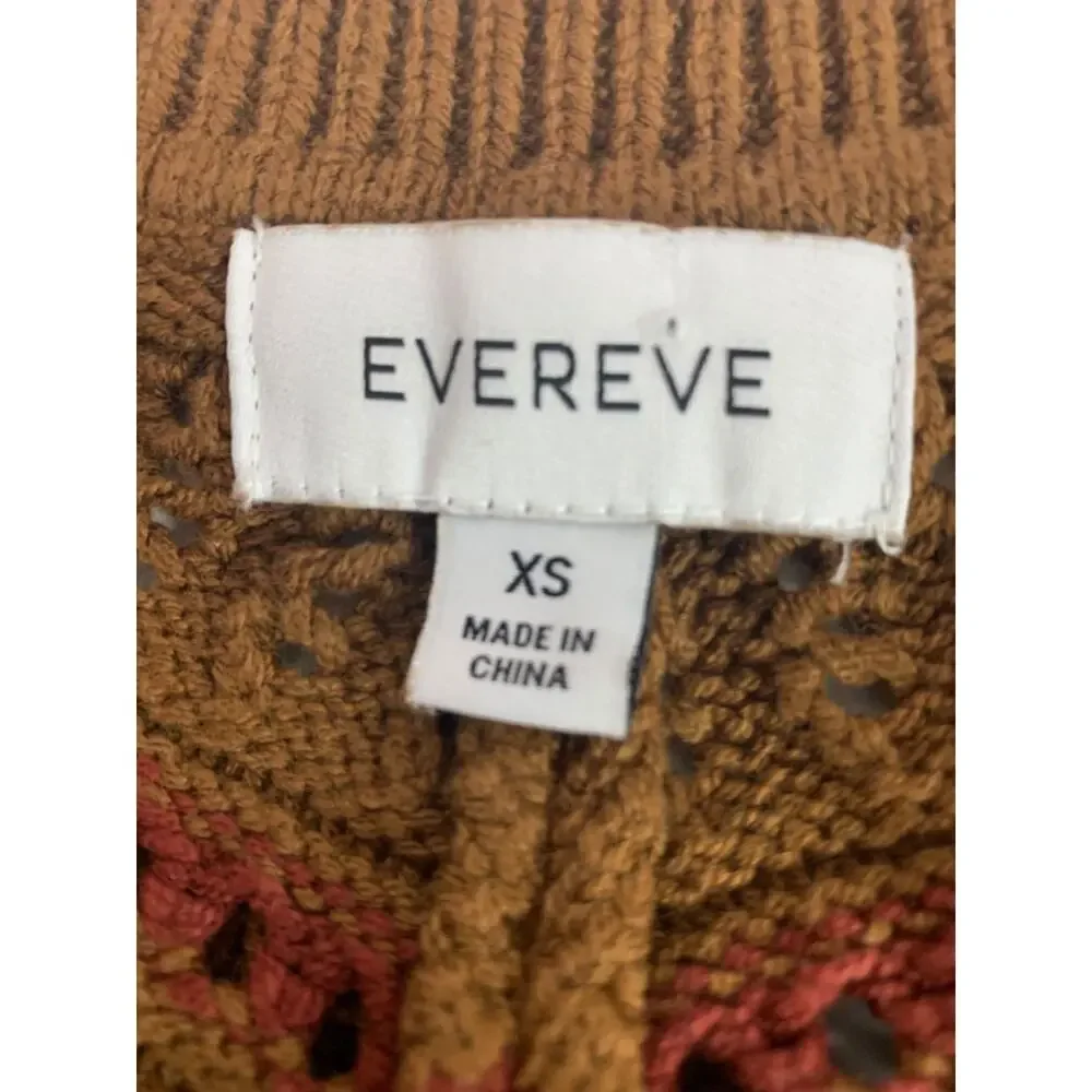 Size XS Evereve Sawyer Chevron Womens Sweater Brown Mulitcolor V-neck - Picture 6 of 7